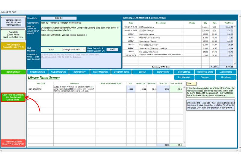 Select & Add Pre-formed Library Items